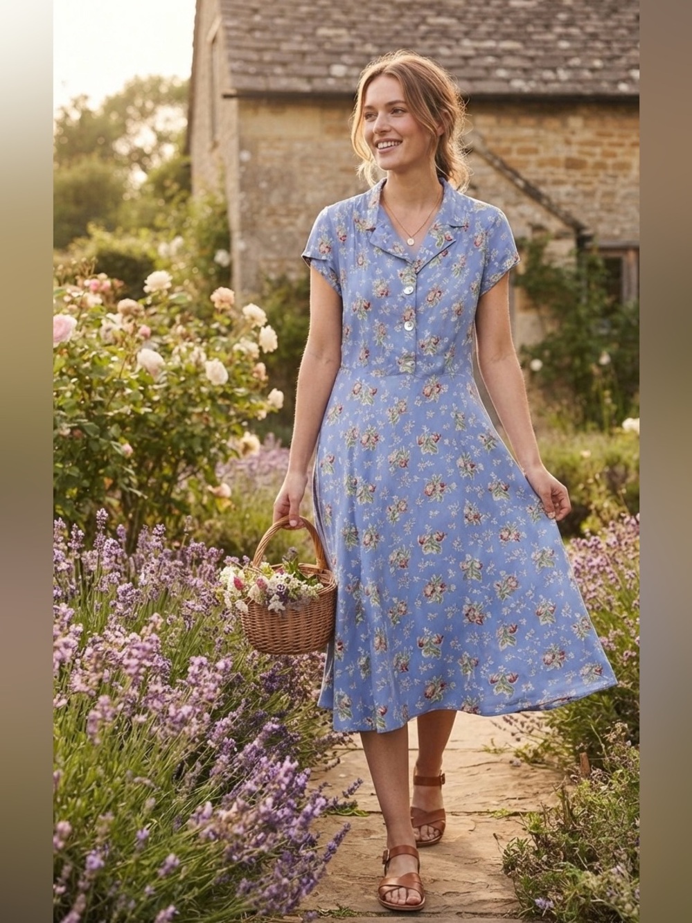 April Cornell Grandmacore Floral Button Front Dress Size Large Pockets - Picture 2 of 14